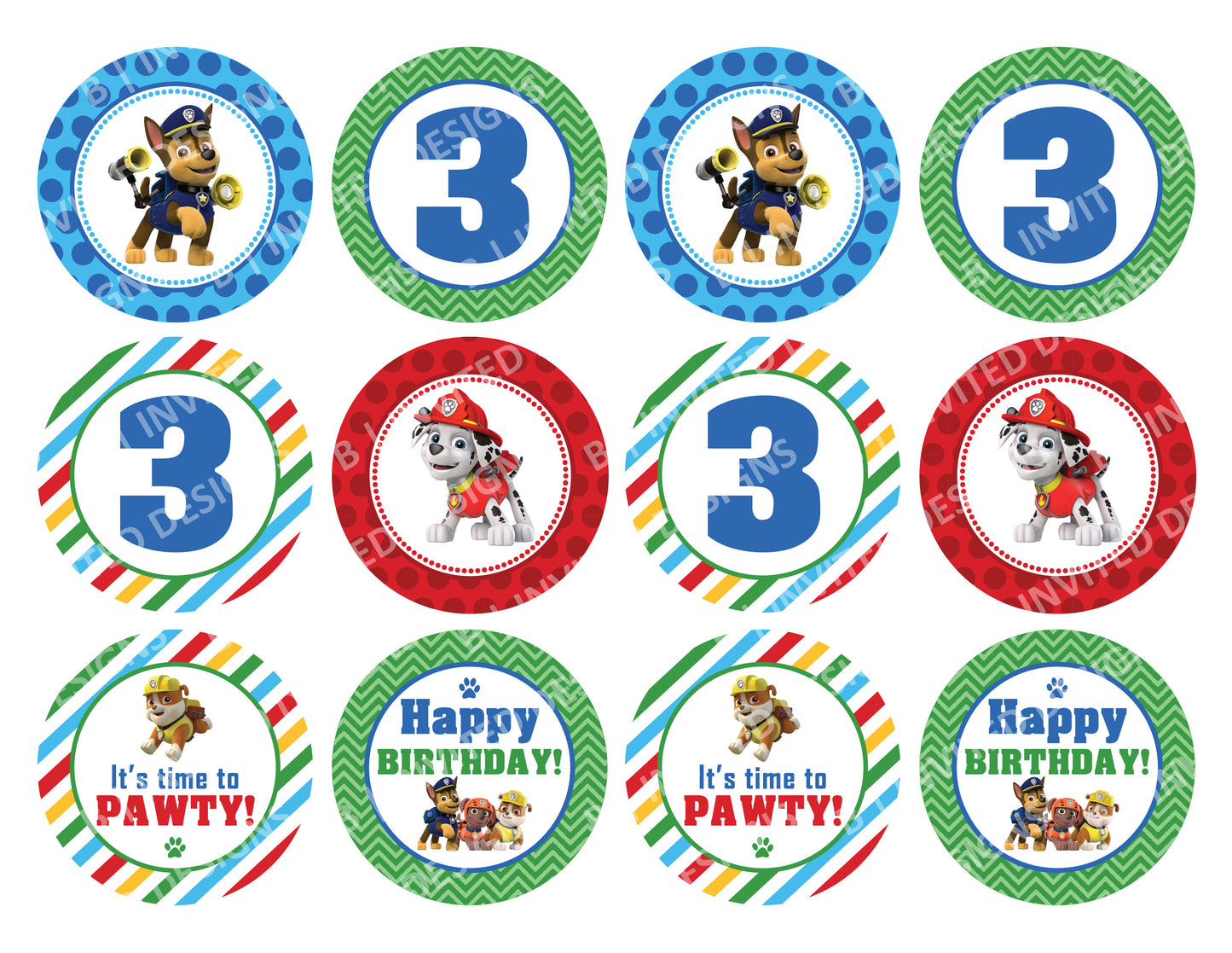 PAW PATROL Cupcake Toppers! 2 Inch or 2.5 Inch! Digital OR Printed & Fully Assembled!