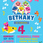 BABY SHARK Digital or Printed Birthday Party Invitation with or without Photo!