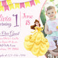 BELLE Beauty and the Beast Printed or Digital Birthday Party Invitation With Photo!