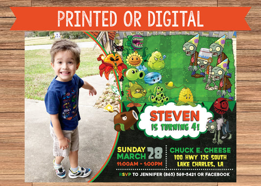 PLANTS VS ZOMBIES Birthday Party Invitation! Digital or Printed!