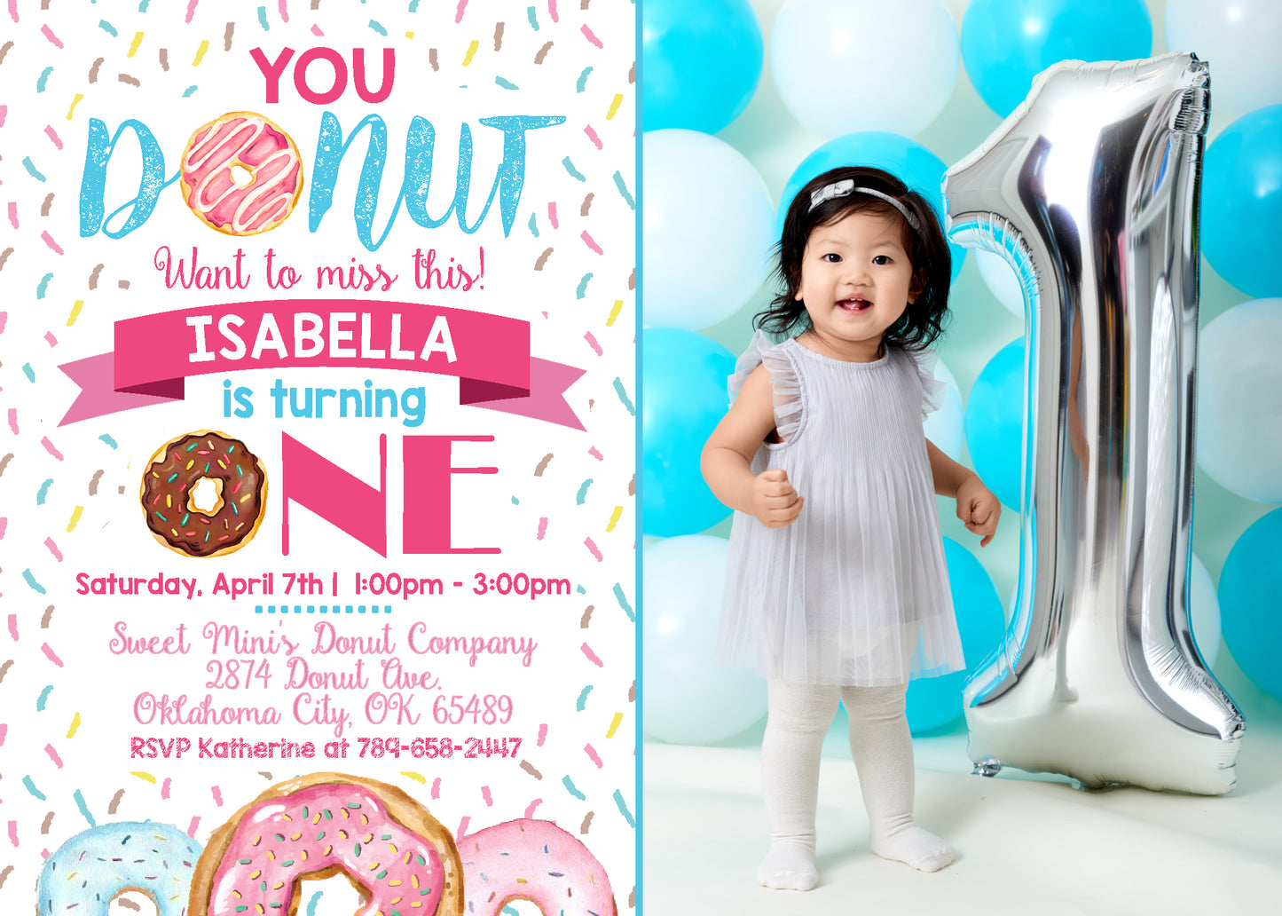 You DONUT Want to Miss this Party Invitation - Boy or Girl - With Photo - Digital or Printed!