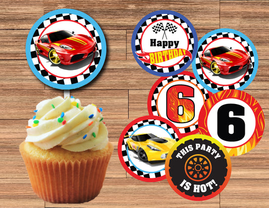 HOT WHEELS Cupcake Toppers with Age! 2 Inch or 2.5 Inch! Digital OR Printed & Fully Assembled!