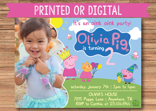 Adorable PEPPA PIG Printed or Digital Birthday Party Invitation! Peppa and Friends!