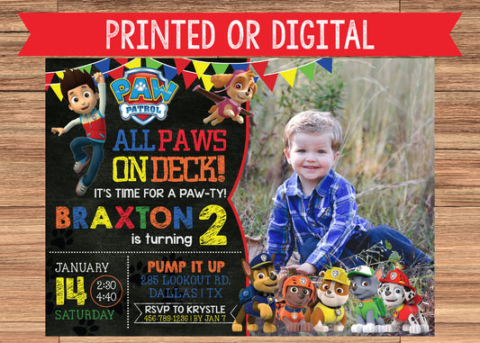 PAW PATROL Custom Digital or Printed Birthday Party Invitation with or without Photo!