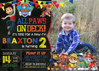 PAW PATROL Custom Digital or Printed Birthday Party Invitation with Photo!