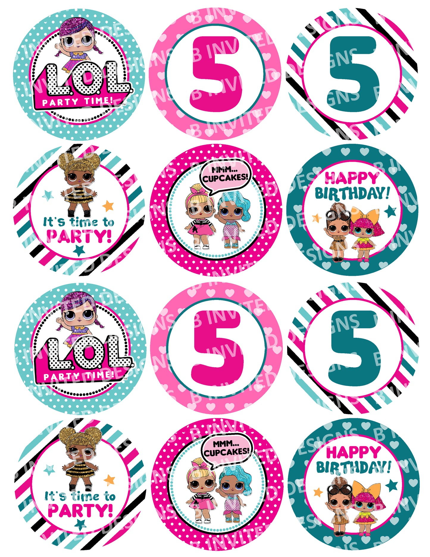 LOL DOLLS Awesome Cupcake Toppers! 2 Inch or 2.5 Inch! Digital OR Printed & Fully Assembled!