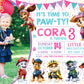 Girl PAW PATROL Mighty Pups Birthday Party Invitation with or without Photo, Choose Color - Printed or Digital File!