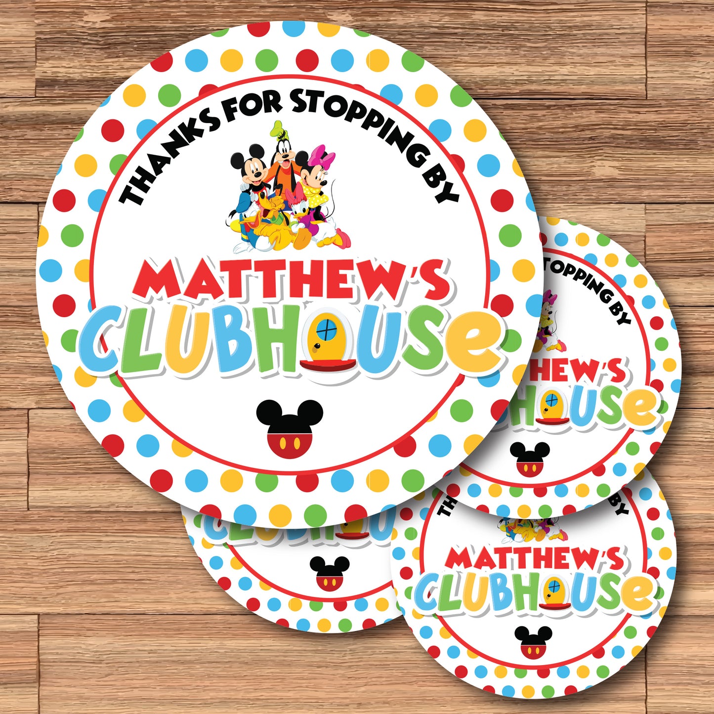 MICKEY MOUSE CLUBHOUSE Personalized Stickers for Gift Bags, Party Favors! Printed or Digital