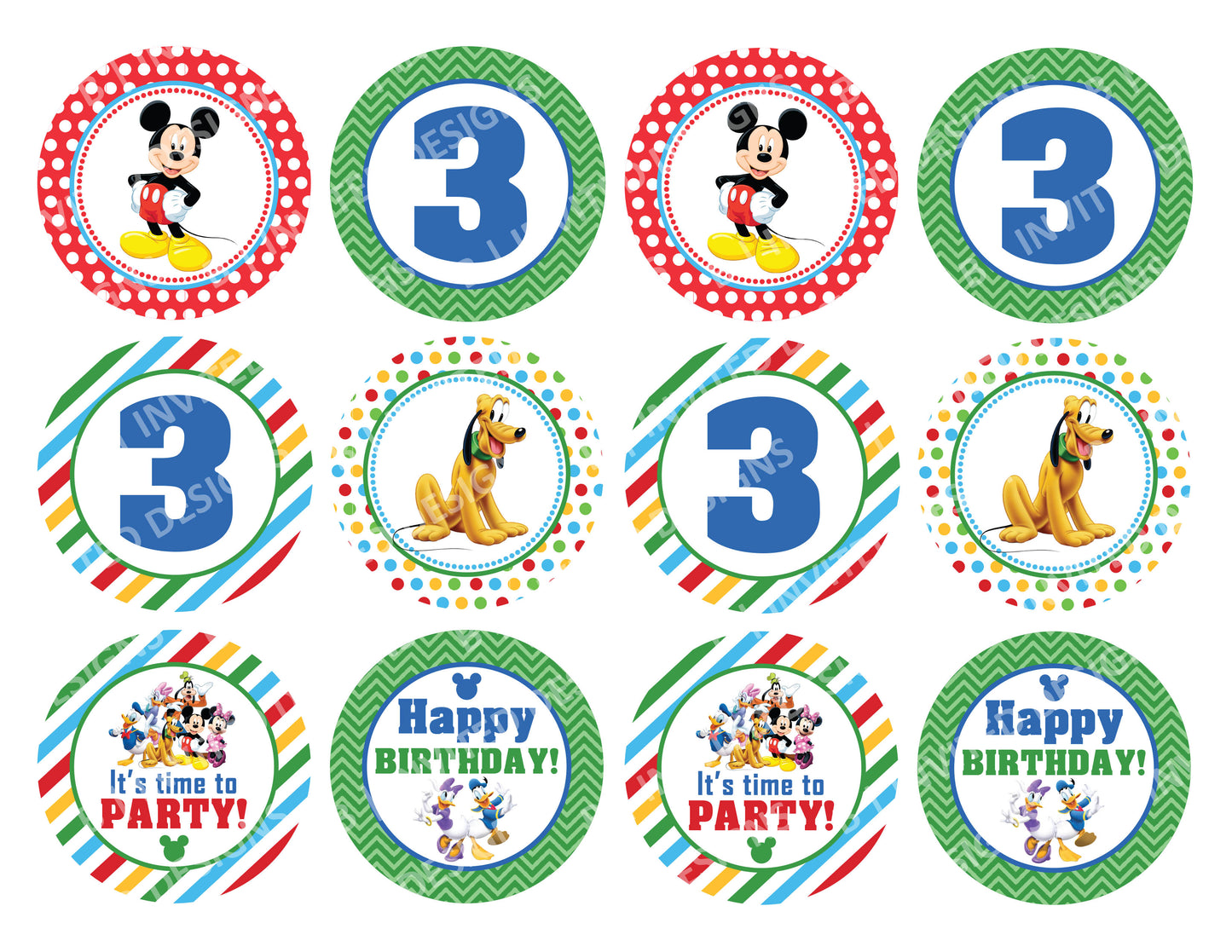 MICKEY MOUSE Red Polka-dot Cupcake Toppers! 2 Inch or 2.5 Inch! Digital OR Printed & Fully Assembled!