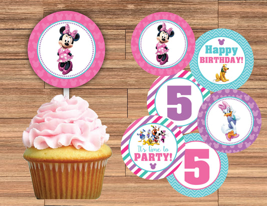 MINNIE MOUSE Cupcake Toppers! 2 Inch or 2.5 Inch! Digital OR Printed & Fully Assembled!