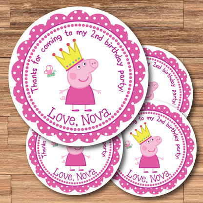 PEPPA PIG Digital or Printed Personalized Stickers for Gift Bags, Party Favors!