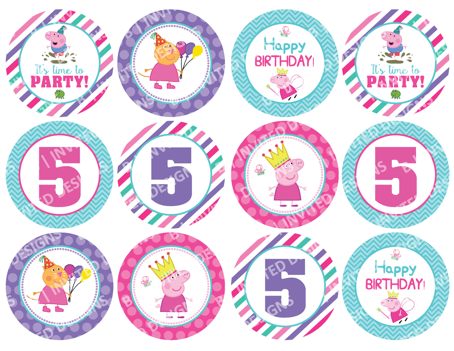PEPPA PIG Cupcake Toppers! 2 Inch or 2.5 Inch! Digital OR Printed & Fully Assembled!