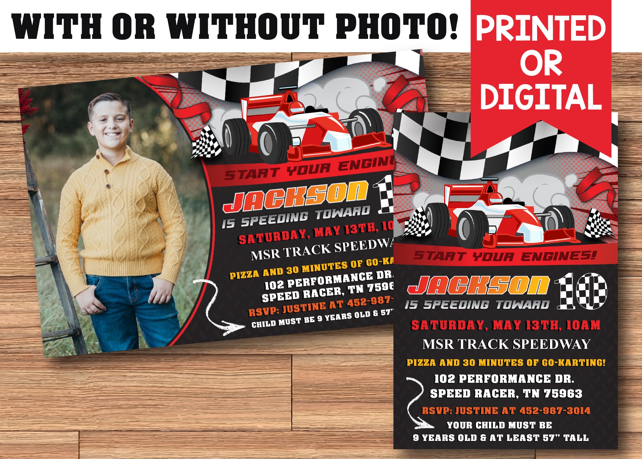 Racing Teen Birthday Party Invitations Templates