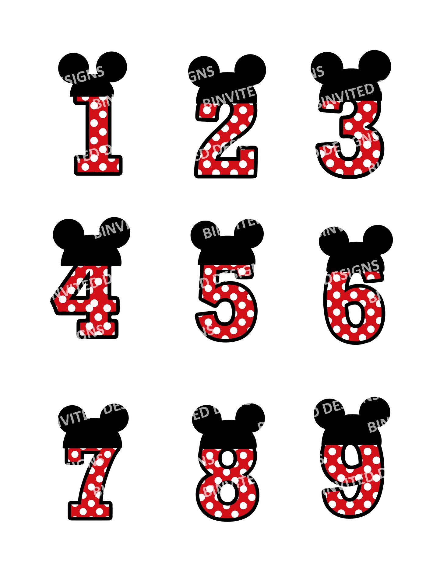 MICKEY & MINNIE MOUSE Digital or Printed Birthday Number Custom Stickers for Gift Bag, Party Favors!