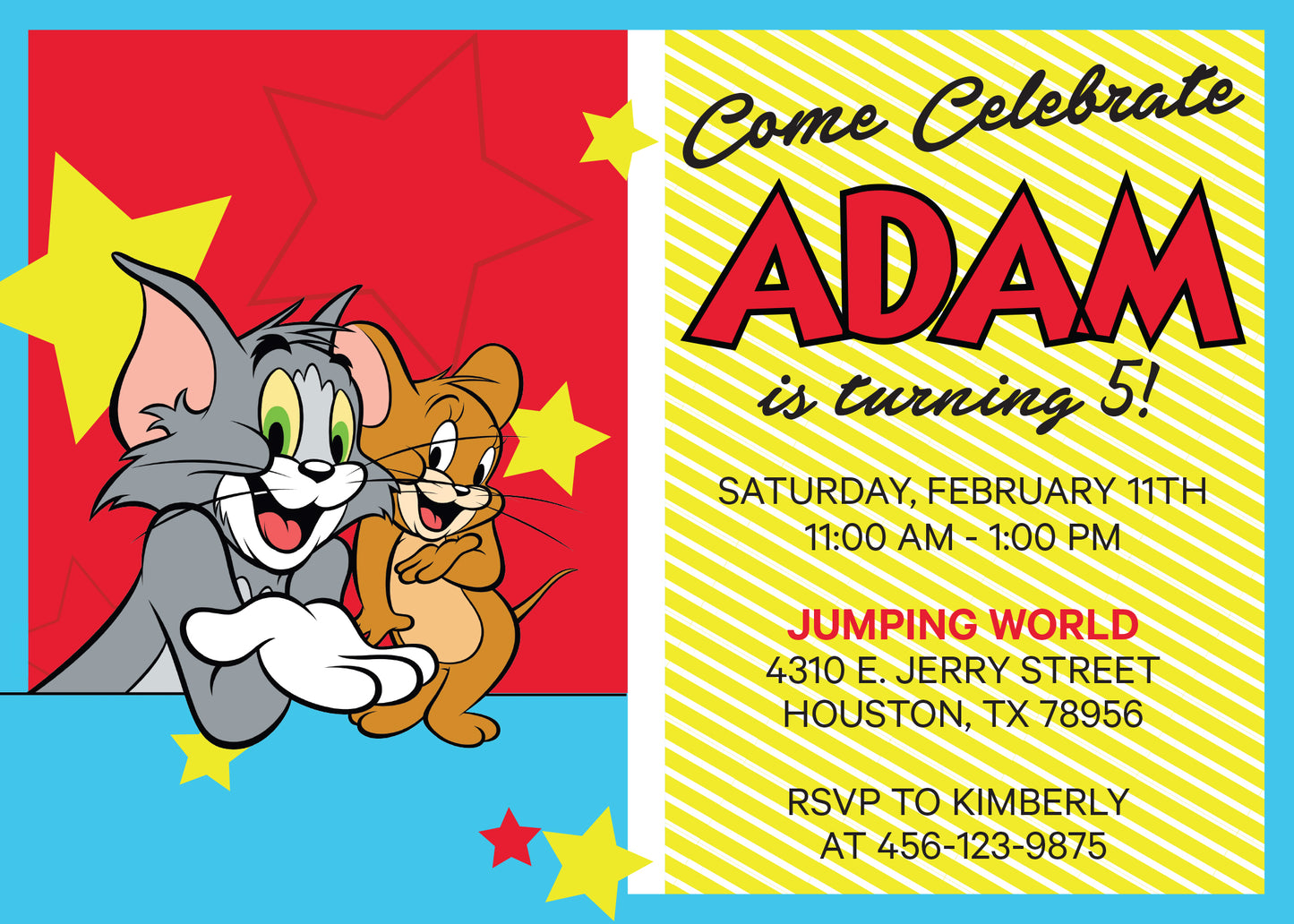 TOM & JERRY Birthday Party Invitation with 2 Options - You Choose! Printed or Digital!