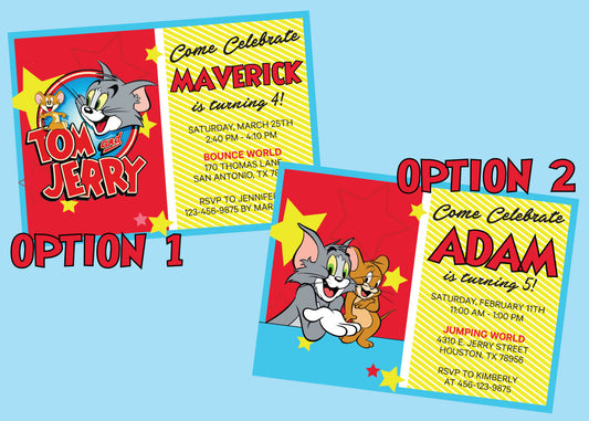 TOM & JERRY Birthday Party Invitation with 2 Options - You Choose! Printed or Digital!
