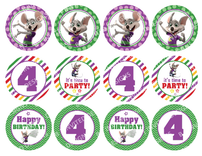 CHUCK E. CHEESE Cupcake Toppers! 2 Inch or 2.5 Inch! Digital OR Printed & Fully Assembled!