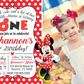 RED or PINK Polka-dot Minnie Mouse Birthday Invitation with Photo! Printed or Digital!